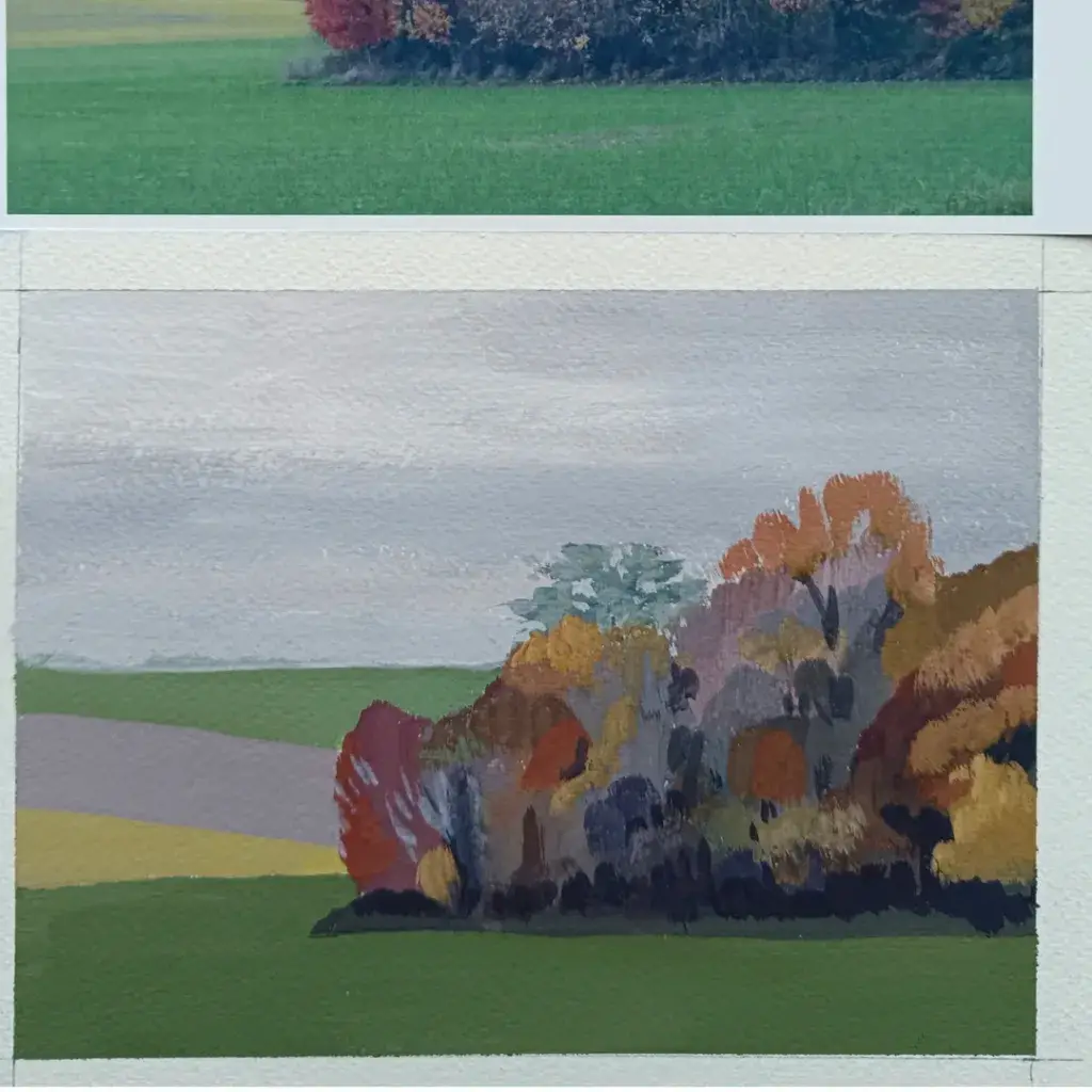 paysages en aplats colorés - production d'élève