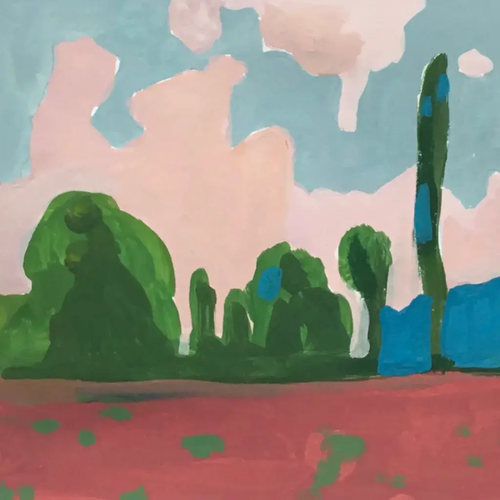 paysage en aplat coloré - production d'élève