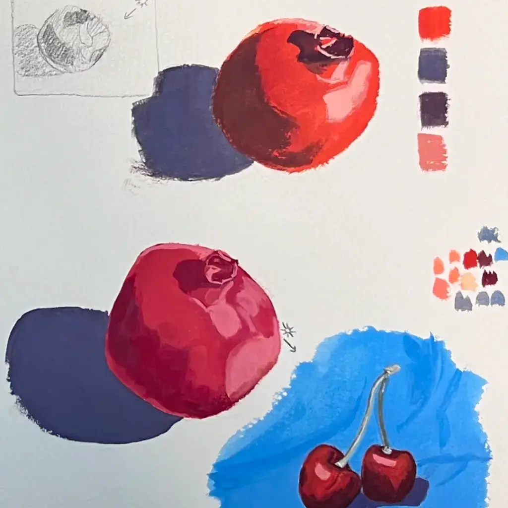 objets en trois tons colorés production d'élève