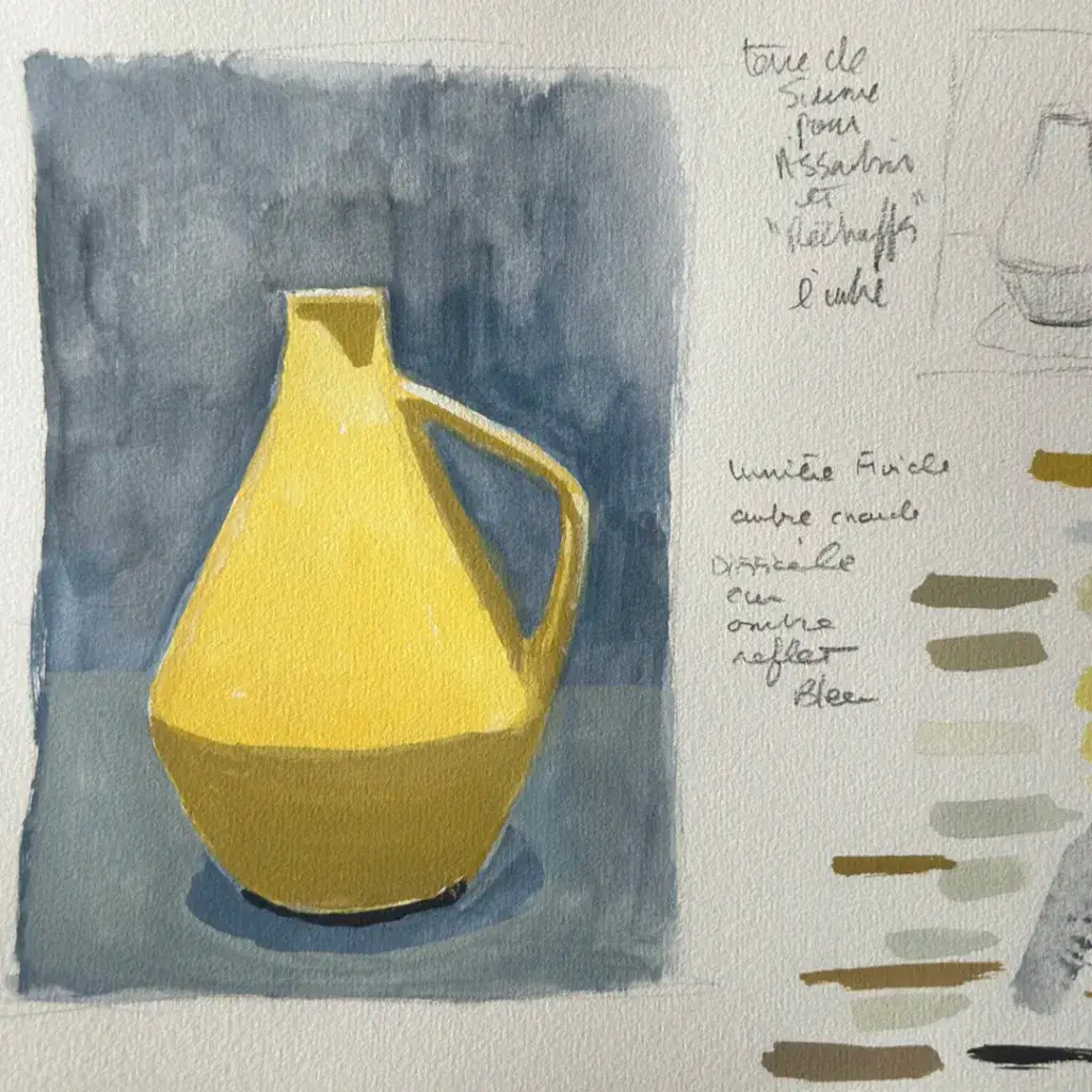 objets en trois tons colorés production d'élève