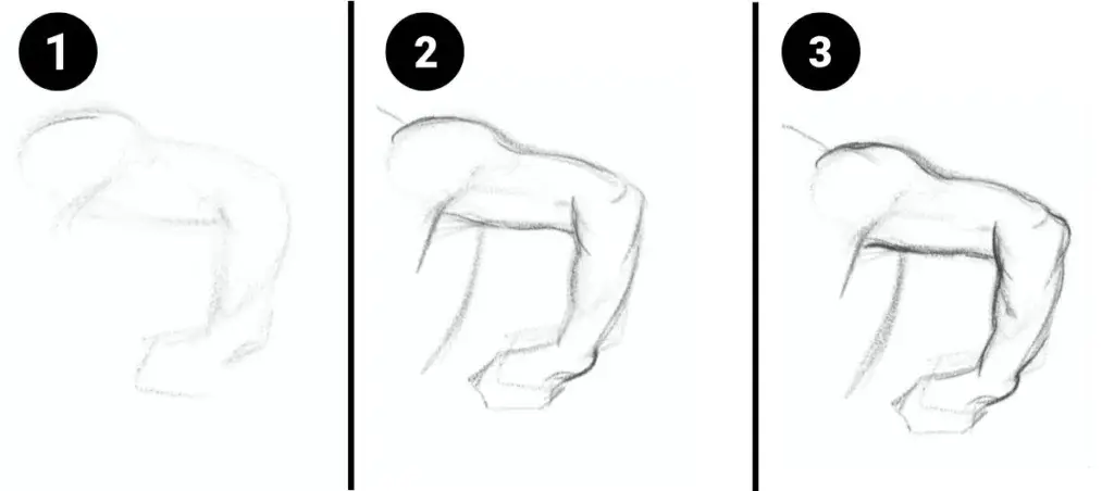 preogression dessin bras avec coude en angle droit