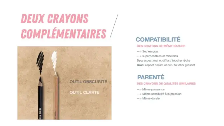 l'utilisation du papier teinté en dessin exige un crayon pour les valeurs claires