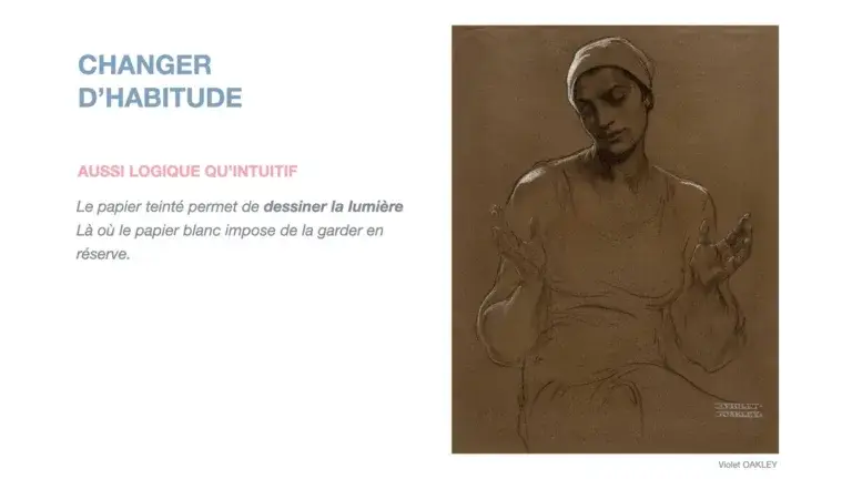 un des plus grands intérêts de dessiner sur papier teinté