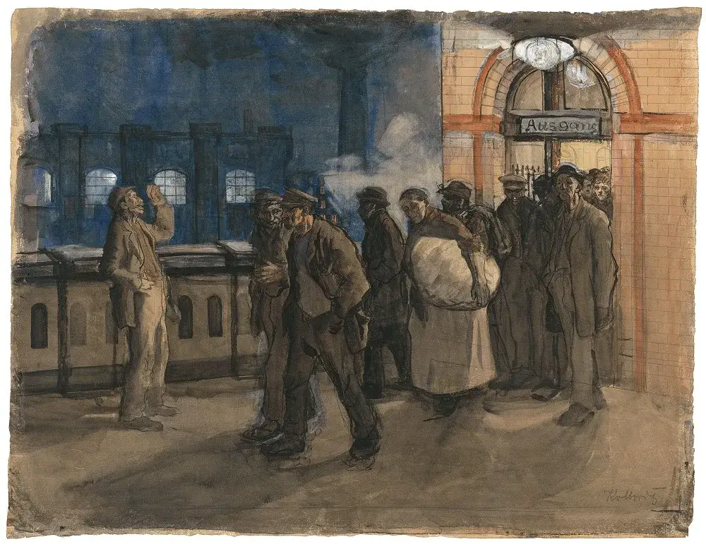 Käthe Kollwitz, Workers coming from the Station (Prenzlauer Allee Station), 1897–99
